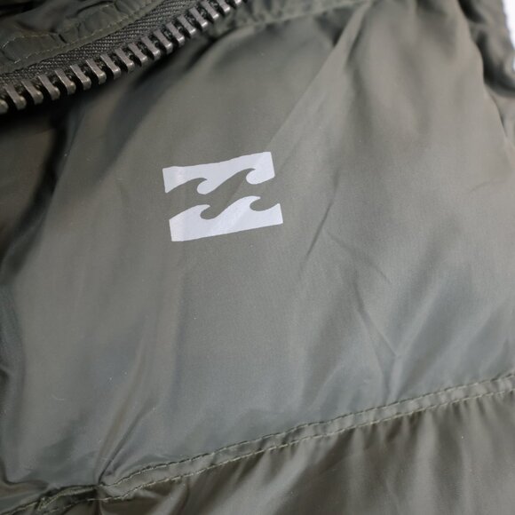 Billabong Y2K Chunky Puffer Hooded Green Vest Fleece Lined Heavyweight Dbl Zip L - Picture 2 of 12